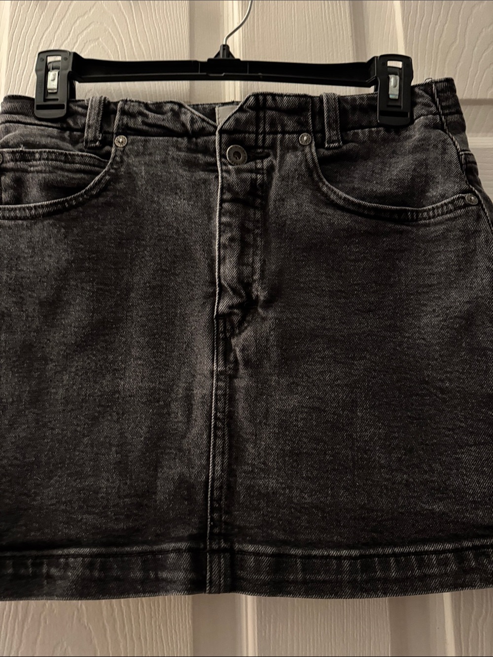 We The Free Black Washed Denim Mini Skirt